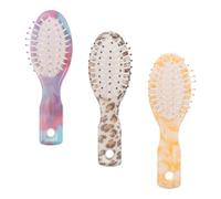 VILLCASE Mini Brosses à Cheveux Démêlantes et Paquet à Main Lot de 3 en Plastique Soins Doux du Cuir Chevelu with Design Léopard Aventures en Plein Air
