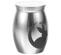 VILLCASE Mini Urne Lapin pour Cendres D’Animal, Acier Inoxydable Argenté | Scellée, Portable, Ne Se Déforme Pas, pour Espace de Bureau et Souvenir, Petite Capacité
