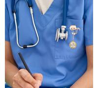 VILLCASE Montre Infirmière à Clip en Acier Inoxydable Doré Tête de Renard Montre de Poche Précise et Multifonction pour Infirmières Examens et Usage Médical Présent 1 Pièce