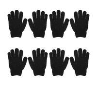 VILLCASE Moufles Exfoliants Nettoyage Profond de Bain Noirs en Polyester Lot de 4 Paires Faciles à Nettoyer, Économisent Temps et Énergie, Vie Quotidienne