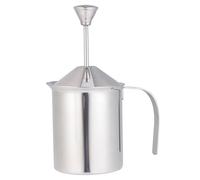 VILLCASE Mousseur à Lait Manuel Inox Double Filtre Pichet Mousseur de Lait pour Café Latte et Cappuccino Maison ou Café