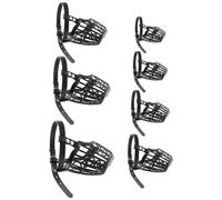 VILLCASE Muselière pour Chien en Plastique avec Panier Respirant et Sangle Réglable en Cuir PU, Protection Anti-Morsure pour Chiens Noirs, Lot de 7 Set de Set de Pièces