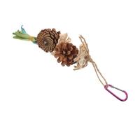 VILLCASE Oiseau à Mâcher Bois et Pomme de Pin Suspendu avec Balançoire pour Perruches et Perroquets Accessoire Équilibre et Décoration de Cage