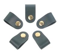 VILLCASE Organisateur de Câbles 5 Pièces Vert Foncé, Sangles de Câble en Cuir Artificiel pour Gestion Compacte des Cordons d'Écouteurs et Alimentation au Bureau