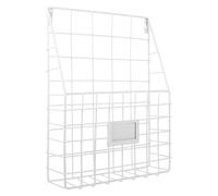 VILLCASE Organiseur Mural en Fer pour Livres et Magazines Blanc, Suspendu en Métal Filaire, Structure Simple, Rangement Mural pour Bureau et Maison