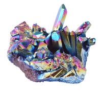 VILLCASE Ornement en Grappe de Cristal Naturel 30G Plaqué Multicolore Décoration de Bureau et Maison Amas Améthyste Coloré Accessoire Bien-Contemplation