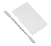 VILLCASE Palette de Maquillage en Acier Inoxydable 1.0 Mm Épaisseur, Grand Format Carré avec Anneau, Spatule Incluse, Palette de Nail Art DIY Polyvalente pour Fond de Teint et Cosmétiques,