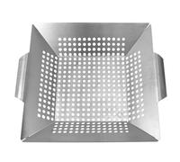 VILLCASE Panier de Barbecue Carré 12 Pouces en Acier Inoxydable Résistant la Chaleur Trous, Accessoire Solide pour Cuisson en Plein Air et Légumes
