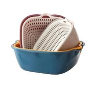 VILLCASE Panier Égouttoir Cuisine Passoire Multi-usage et Poignées en Pp 6pcs Design à Double Couche Drainage Rapide Cuisine pour Fruits et Légumes