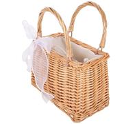 VILLCASE Panier Osier Rectangulaire avec Doublure Tissu et Cordon de Serrage Sac Bohème Élégant avec Ruban pour Rangement et Usage Polyvalent Plusieurs styles