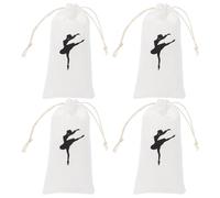 VILLCASE Paquet à Chaussures de Danse Classique Léger et Résistant à l'usure en Toile Beige Lot de 4 Paquet à Cordon Multifonction pour Rangement de Chaussures de Ballet en Répétition