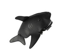 VILLCASE Paquet Bandoulière Requin Femme en PU Noir Petite Taille Bandoulière Réglable Fermeture Éclair Sécurisée Paquet Animal Original pour Usage Quotidien et Sorties