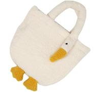 VILLCASE Paquet Fourre-Tout en Peluche D’Hiver pour Femme Petit Format Imitation Laine D’Agneau Couleur Beige Clair Paquet à Main Doux Nœud D’Oie pour École Bureau et Loisirs