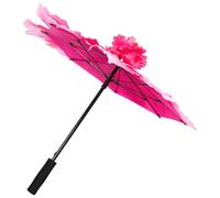 VILLCASE Parapluie de Performance Décoratif en Tissu à Fleurs de Pivoines 60 Cm Rose Fuchsia, Accessoire de Photographie et Spectacle Réutilisable pour Scène et Festival