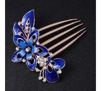 VILLCASE Peigne à Cheveux Bleu Foncé Insert Floral en Strass Accessoire Coiffure pour Cérémonie et Tenue de Fête