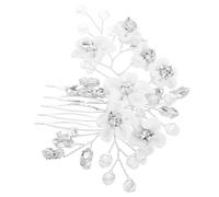 VILLCASE Peigne à Cheveux de Mariage en Argenterie Fleurs en Argile Polymère, Cinq Dents, Ferme et Stable, Accessoire Élégant pour Coiffure de Mariée Lors de Mariages