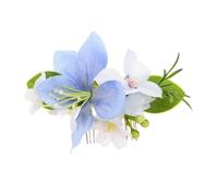 VILLCASE Peigne Cheveux Mariage Élégant Fleurs Tissu et Métal Bleu, Fixation Sécurisée pour Coiffure Rapide, pour Mariage Romantique en Bord de Mer