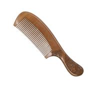 VILLCASE Peigne en Bois de Pêcher Sculpté Double Face Manche 21 CM Léger et Portable Peigne pour Femmes Usage Maison Spa et Voyage