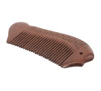 VILLCASE Peigne en Bois Portable à Dents Fines Peigne Compact en Bois Précieux Noir Doré Design Double Face de Poisson Dimensions 12 X 56 X 13 CM pour Massage du Cuir Chevelu et