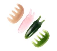 VILLCASE Peigne Multifonctionnel de Massage 4 Pièces Rose, Peigne à 5 Dents et Outil Gua Sha de Y, Accessoire Massage Visage Yeux Nez, Outil Bien-cuir Chevelu et Détente