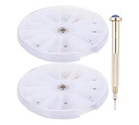VILLCASE Pendentifs Manucure en Alliage Léger avec 2 Boîtes de Breloques pour Clous et Perceuse à Main Portable pour Décoration Nail Art Professionnelle Couleur Aléatoire