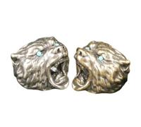VILLCASE Perles à grand trou en laiton style antique, pendentifs tête d'ours 2 pièces, pour fabrication de bijoux et projets de paracorde