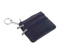 VILLCASE Petit Porte-Monnaie Zippé en Cuir Véritable Bleu Marine Mini Porte-Clés Multifonction pour Femme Organiseur Compact pour Cartes Clés et Monnaie Pochette Pratique pour Usage