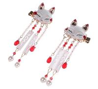 VILLCASE Pince à Cheveux Chinoise à Pompon Pendant Taille Moyenne Métal Doré pour Femme Fille Style Ancien Cosplay Fêtes Accessoires Capillaires Fox Motif Pompon Suspendu