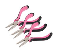 VILLCASE Pince Multifonction pour Extensions de Cheveux en Alliage Robuste Poignée Noire et Rose 3 Trous pour Pose et Retrait Précis des Micro-Anneaux Acier Inoxydable Outil