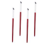 VILLCASE Pinceaux à Ongles pour Nail Art 4 Pcs Pinceaux de Peinture Acrylique en Bois Rouge Outil de Manucure Précis pour Gel et Dessin d'Ongles Accessoire pour Salon et Usage Personnel