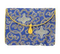 VILLCASE Pochette de Rangement pour Livres de Musique à Broder Ethnique Vintage 23x17 Cm Bleu Profond, Organisateur Multifonctionnel pour Partitions et Écrits Bouddhistes, Présent Pratique