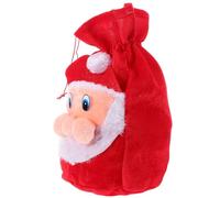 VILLCASE Pochette Présent de Noël en Peluche Rouge Fermeture à Cordon pour Garçon et Filles, Design Thème Noël Super Mignon et Décoration Festive