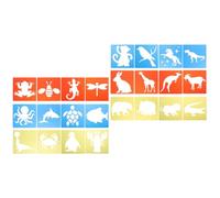 VILLCASE Pochoirs à Craie pour Trottoir Garçon et Filles 24 Modèles Animaux Lavables en Plastique Kit Peinture Réutilisable pour Dessin Créatif et Décoration Extérieure