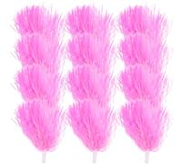 VILLCASE Pompons de Cheerleading et Pièces Résistantes en Plastique Rose 12pcs Poignée Facile à Utiliser, Design Brillant pour Soutenir Équipe Lors des Événements Sportifs