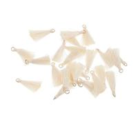 VILLCASE Pompons Décoratifs en Rayonne 3 Cm Anneaux Métalliques, 50 Pièces, Accessoires Pendentifs à Pompons pour Bijoux, Porte-clés et Loisirs Créatifs, Emballage Présent, Couleur Écru,