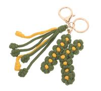 VILLCASE Porte-Clés Alphabet Tissé à la Main Pendentif Marguerite Porte-Clés Lettres pour Filles Accessoire Décoratif pour Paquet et Clés