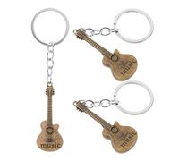 VILLCASE Porte-clés Guitare Compact et Élégant Lot de 3 Beige en Alliage de Zinc Pendentifs Instruments de Musique pour Paquet ou Clés