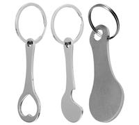 VILLCASE Porte-clés Métal 3 Pièces Jeton pour Chariot, Ouvre-bouteille Inoxydable Argenté, Accessoire Pratique pour Clés de Voiture et Paquet à Dos Lors du Shopping