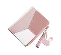 VILLCASE Portefeuille Court pour Femme en PU Rose avec Franges Pochette Zippée Multifonctionnelle Mini-Paquet Compact Petit Porte-Monnaie Portable pour Cartes et Espèces