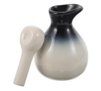 VILLCASE Pot en Céramique pour Huiles Essentielles avec Bec Verseur Précis Flacon Diffuseur Bleu Effet Dégradé 1 Pièce pour Aromathérapie Parfums et Soins en Institut de Beauté