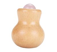 VILLCASE Rouleau de Jade Facial en Pierre Naturelle Manche en Bois Rouleau de Massage pour Visage et Yeux Accessoire de Soin Portable pour Relaxation Musculaire et Soulagement des