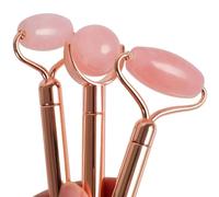 VILLCASE Rouleau de Massage du Visage en Jade Naturel - Kit 1 Manche 3 Têtes - Outil Multifonction pour Massage Visage Cou et Dos - Accessoire Beauté Yeux - Soins Spa à Domicile et Voyage