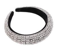 VILLCASE Serrage-Tête en Cristal Baroque Argenté Bandeau à Cheveux en Strass Large Accessoire de Tête Résistant Léger et Indéformable pour Fêtes et Occasions Spéciales