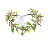 VILLCASE Serrage-Tête Vintage Feuilles Artificielles Vertes Pendentif Bandeau Mariage Baroque Accessoire Coiffure Cérémonie Esprit Forêt Couronne Feuilles pour Cosplay et Fêtes