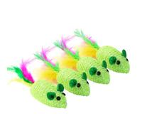 VILLCASE Souris pour Chat Tissé Vert 10pcs Interactif Sûr en Polyester et Plume pour Attirer Les Chats au Bureau Arbres