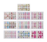 VILLCASE Stickers pour Ongles Adhésifs Dégradés Autocollants Nail Art Auto-Adhésifs Lot de 10 Feuilles Décoration Manucure DIY pour Ongles Naturels et Artificiels Usage Fête et