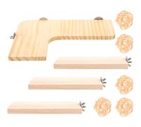 VILLCASE Support de Saut en Bois Massif pour Hamsters et Perruches - Ensemble de 10 Planches D’Escalade roulettes - Accessoires pour Cage et Plateforme de Grimpe