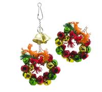 VILLCASE Suspendu pour Perroquet en Corde de Coton, Cloche Décorative | Anneau Guirlande de Noël, Métal et Couleurs Lumineuses, pour Cage et Perchoir, Oiseaux Canaris et Perroquets