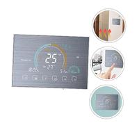 VILLCASE Thermostat Intelligent Tactile Mural Écran Couleur Rétroéclairé Programmateur Cycles pour Chauffage Au Sol Électrique Cadre Argenté Moderne Affichage Météo et Humidité