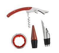 VILLCASE Tire-Bouchon pour Vin Rouge Élégant 3 Pièces en Bois Rouge Verseur Anti-Goutte Anneau en Tissu Outil D’Ouverture Pratique pour Dégustation Et Service De Vin à Domicile